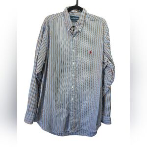 Ralph Lauren Classic Fit XL Striped Button Down Shirt Red Pony Preppy Business